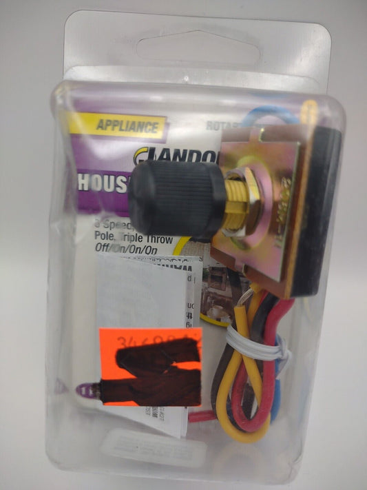 Jandorf Household Appliance ROTARY SWITCH Black 3-Speed Single Pole 61204 E28