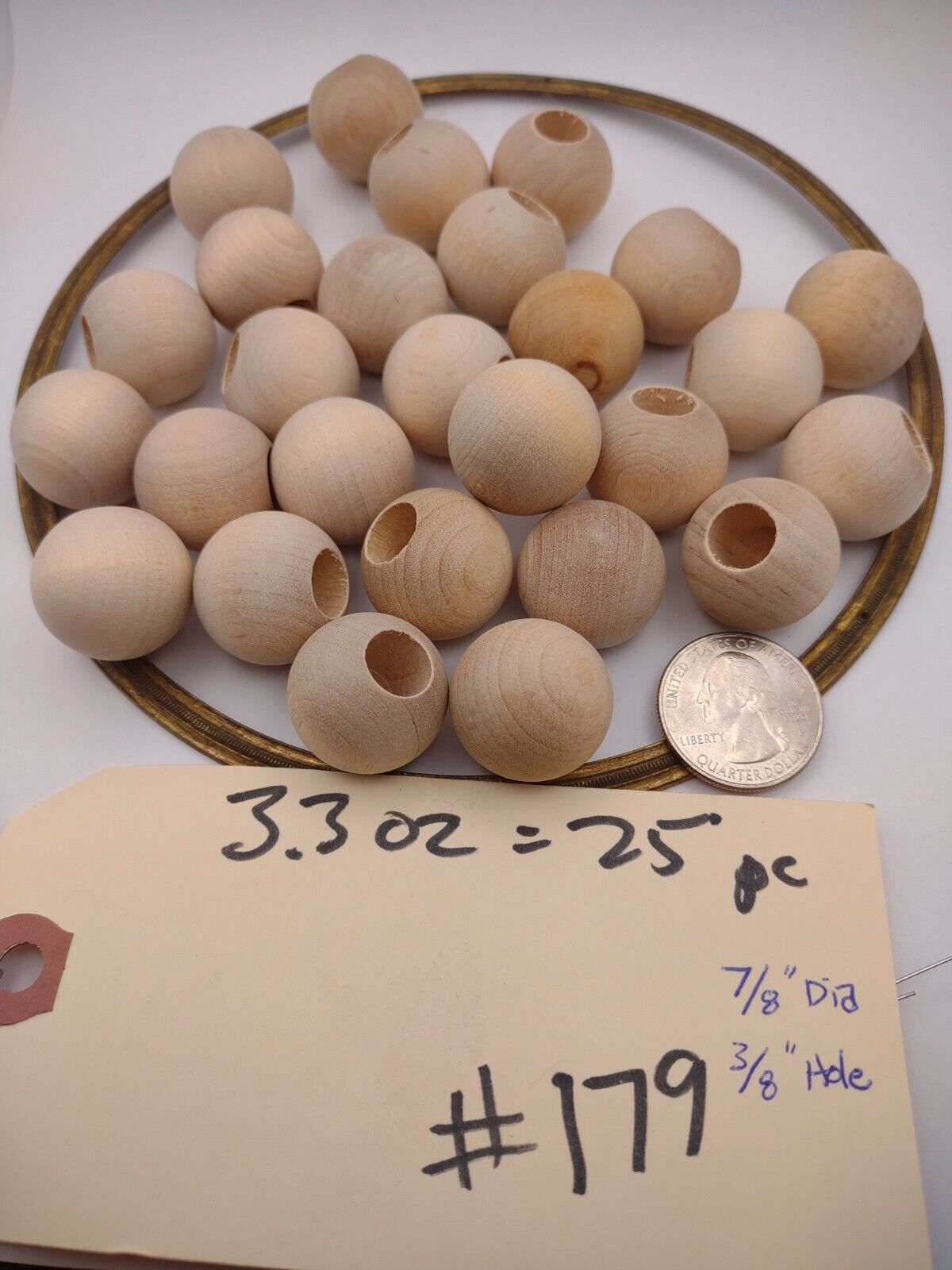 7/8" Dia. 3/8" hole Unfinished Wood Round Ball Dowel Cap 25pc Packs Lot #DC02