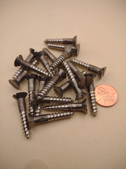 #12 x 1-1/4" 18-8 Stainless Flat Head Slotted Marine Wood Screws (20 pack SSWS23