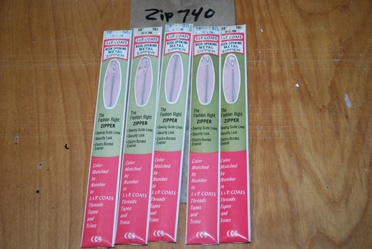 N.O.S. J&P Coats 18" Metal Zipper 30 Lt. Pink - (Lot of 5 packs) - zip740