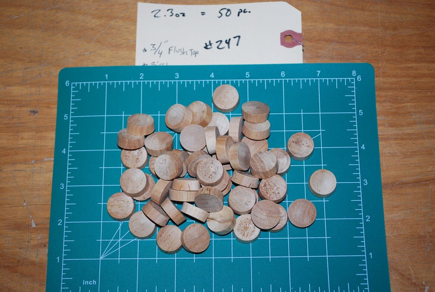 3/4" Flush Top Birch Wood Plugs 50pc Packs - PL09