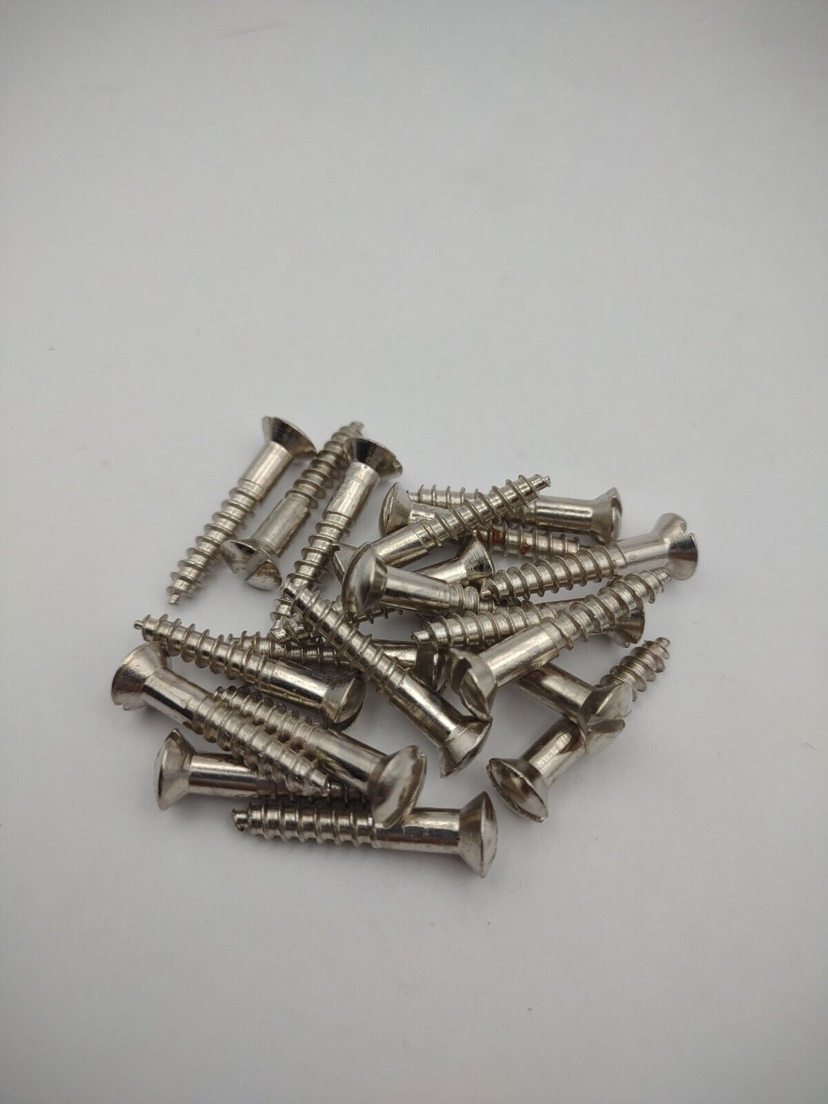 #8 x 1" Nickel Plated Oval Head Slotted Steel Wood Screws (20) Packs #csp09