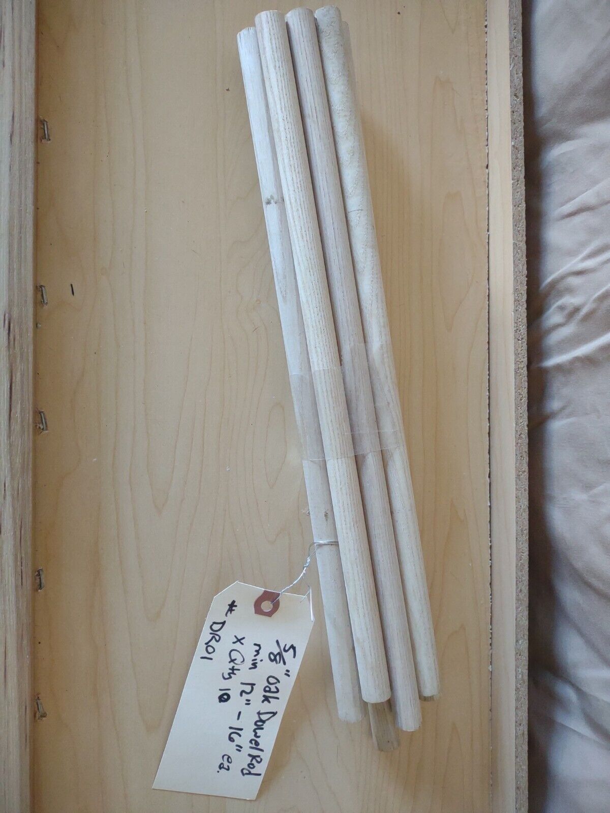 5/8" x 12-16" OAK Unfinished Wood Dowel Rods 10pc Packs Lot #DR01
