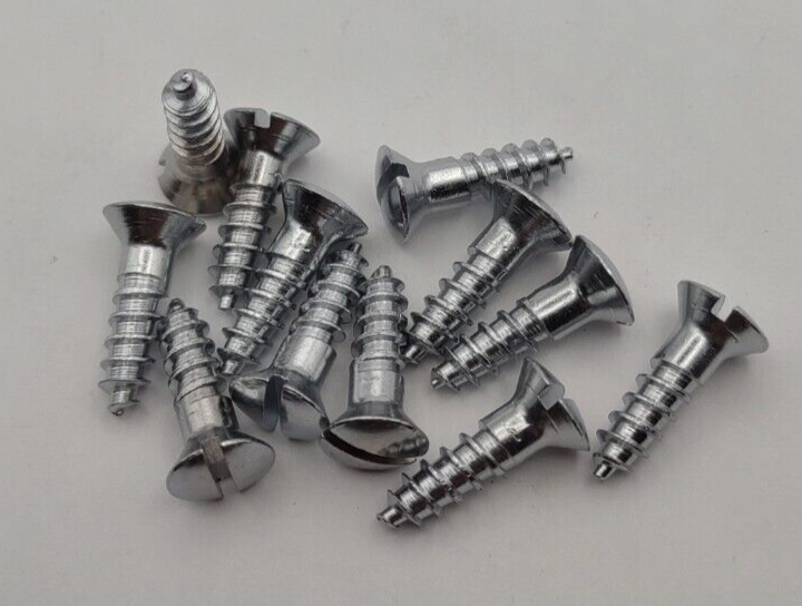 #8 x 5/8" Chrome Brass Oval Head Slotted Marine Wood Screws (12) pack CBWS26