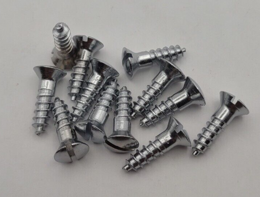 #8 x 5/8" Chrome Brass Oval Head Slotted Marine Wood Screws (12) pack CBWS26