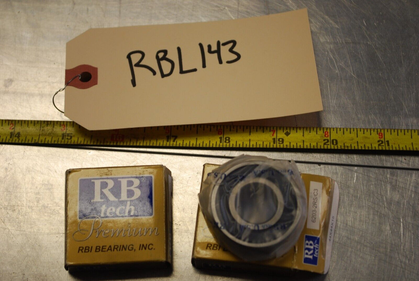 RBI 6203-2RS/C3 Ball Bearings - Lot of Qty (2) NOS - RBL143