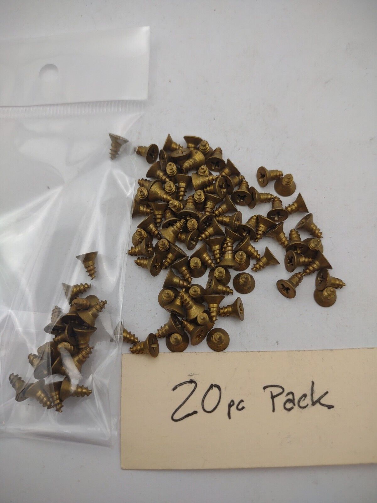 #4 x 1/4" Solid Brass Phillips FH Wood Screws (20) Pack- NOS - A019p