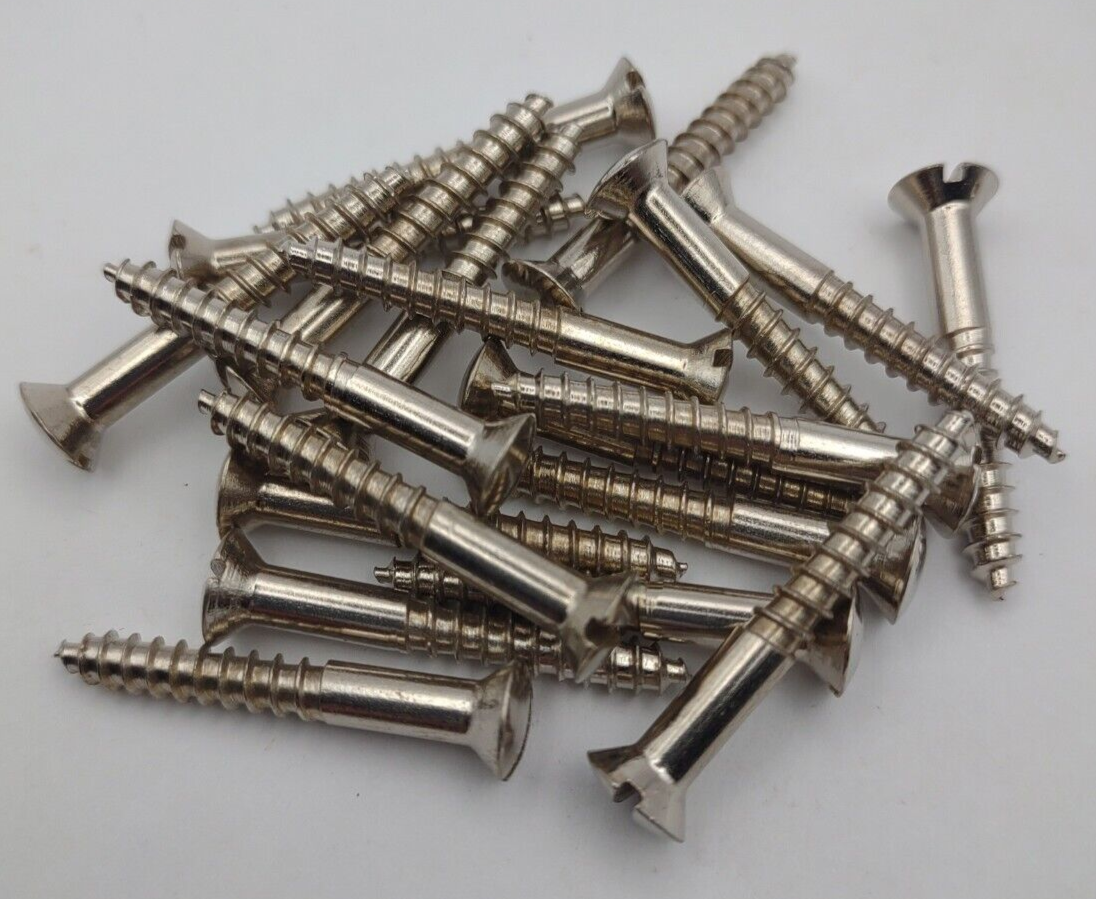 #8 x 1-1/4" Nickel Plated Oval Head Slotted Steel Wood Screws (20) Packs #csp11