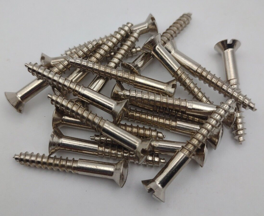 #8 x 1-1/4" Nickel Plated Oval Head Slotted Steel Wood Screws (20) Packs #csp11