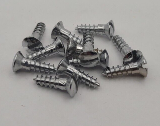 #6 x 1/2" Chrome Brass Oval Head Slotted Marine Wood Screws (12) pack CBWS14