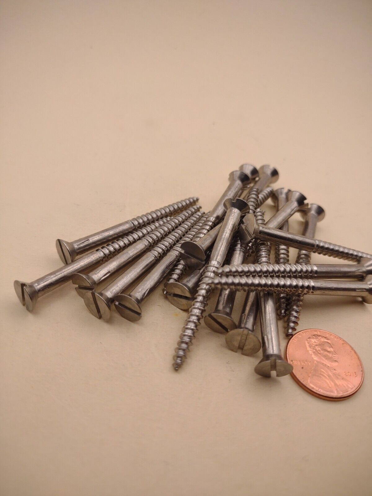 #8 x 2" 18-8 Stainless Flat Head Slotted Marine Wood Screws (20) pack SSWS14