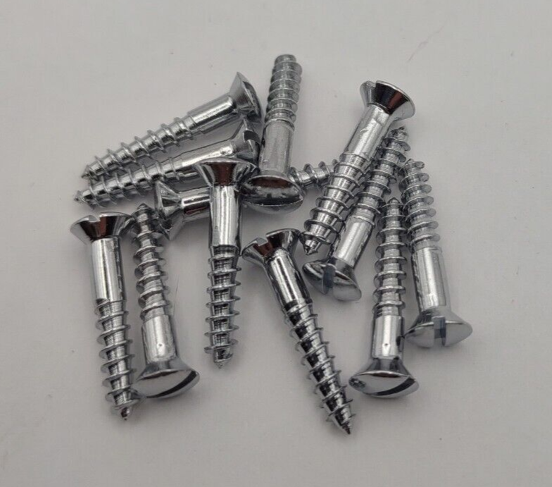 #5 x 3/4" Chrome Brass Oval Head Slotted Marine Wood Screws (12) pack CBWS10