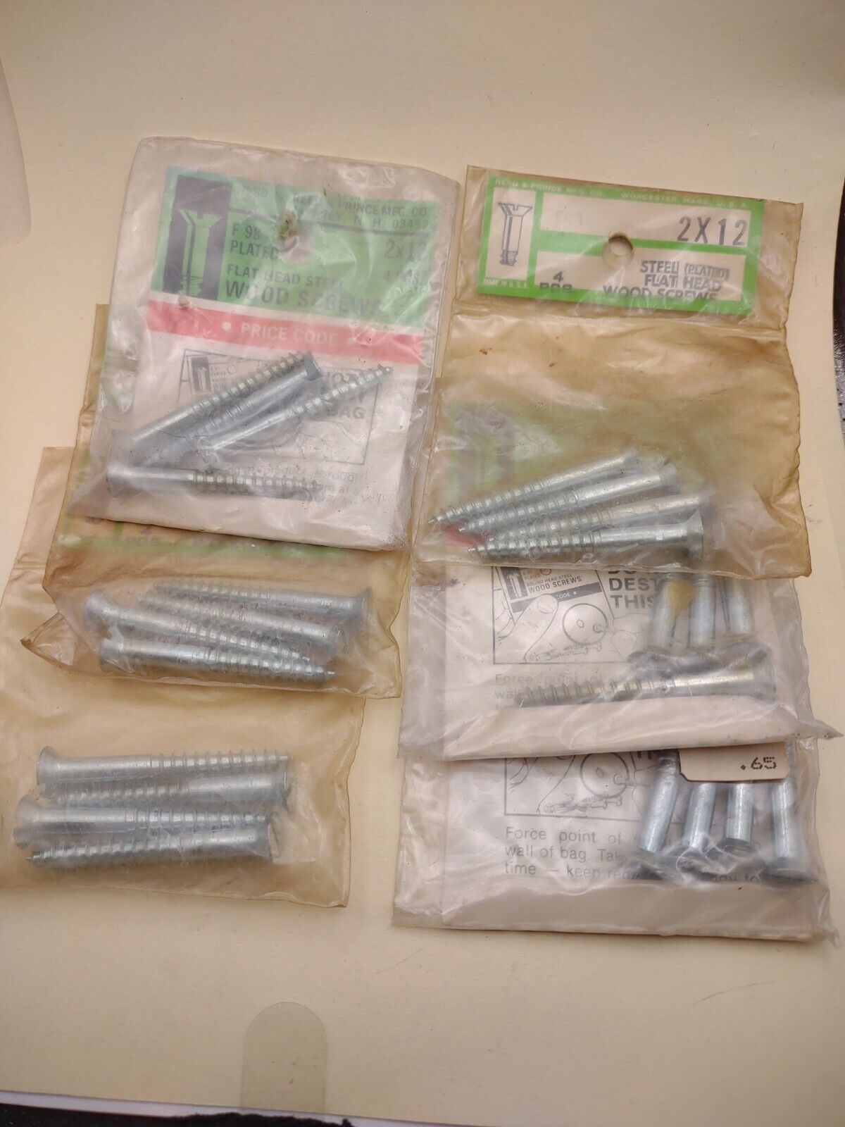 #12 x 2" Slotted Flat Head Reed & Prince Wood Screws (24pcs) NOS Lot RP047
