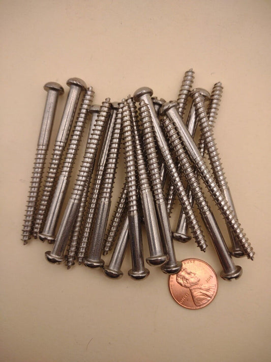 #10x 2-1/2" 18-8 Stainless Round Head Slotted Marine Wood Screws (20 pack SSWS56