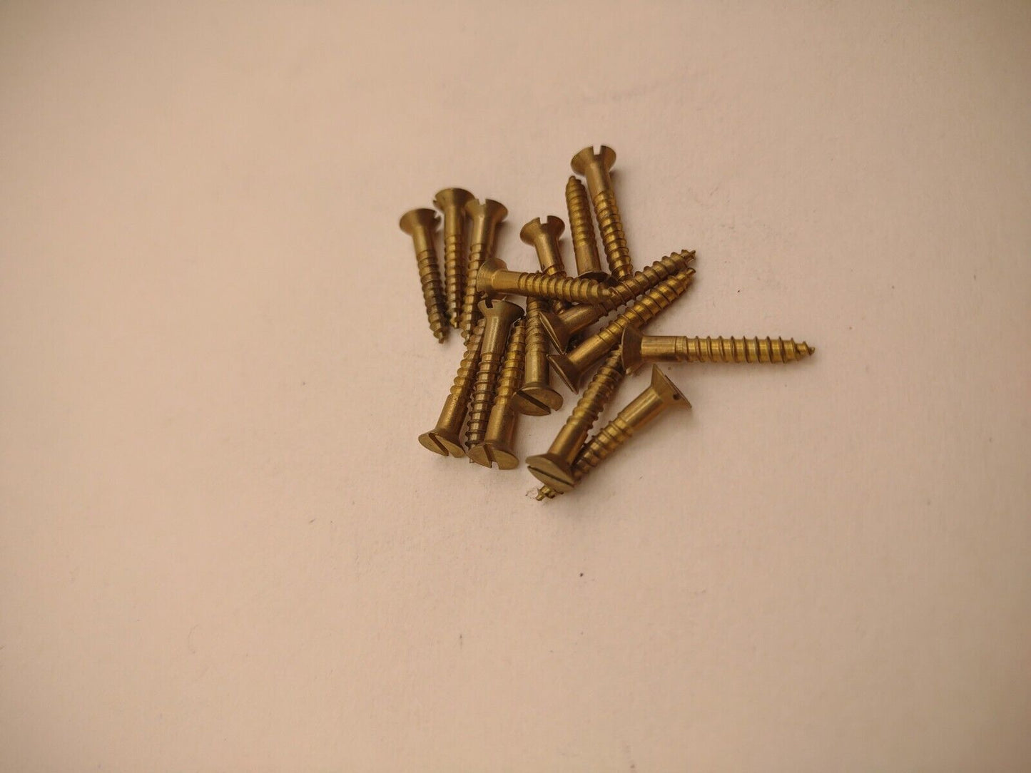 #4 x 3/4" NOS Flat Head Slotted Brass Wood Screws Pack of (15) BOX0235P