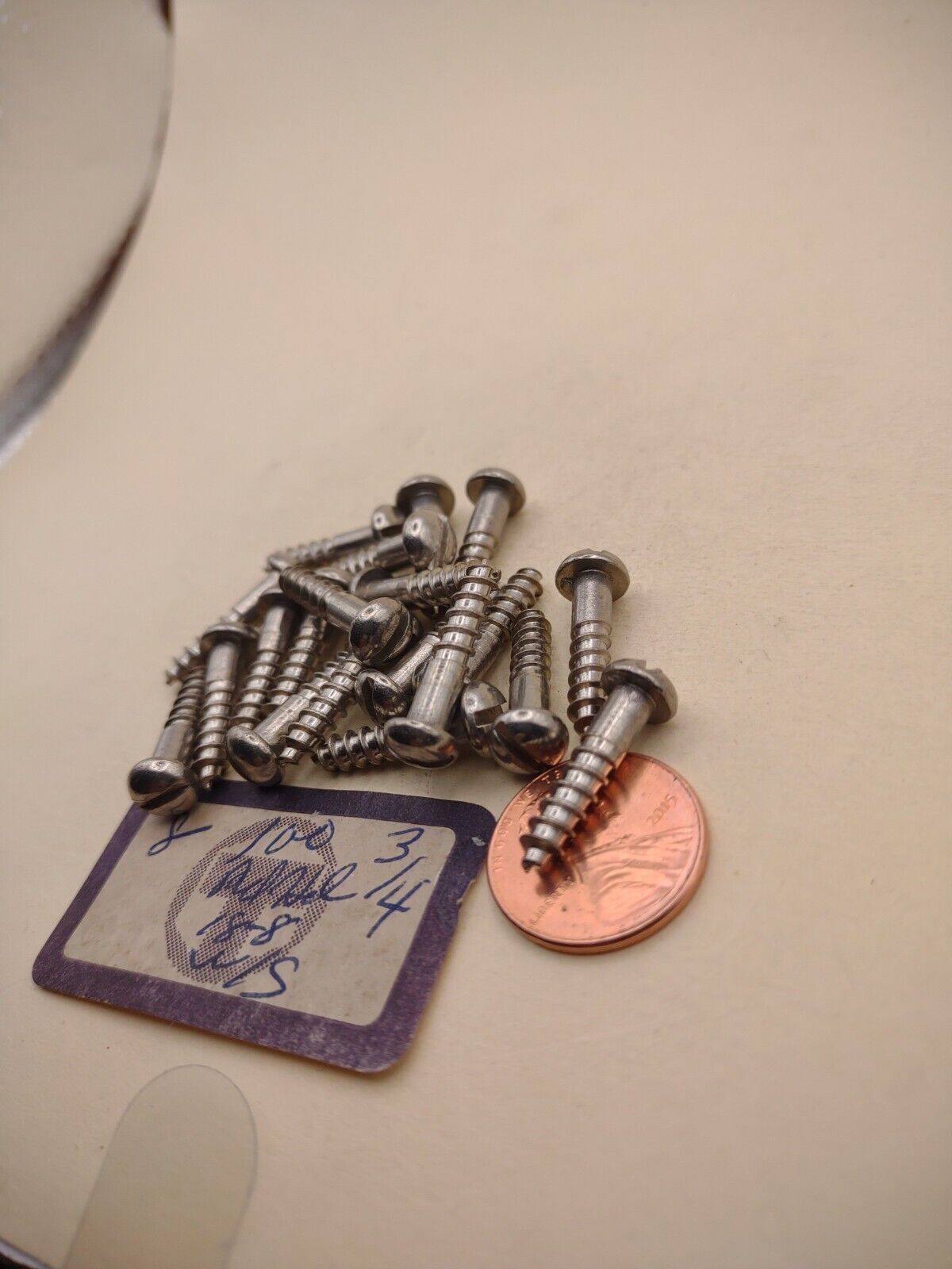 #8 x 3/4" 18-8 Stainless Round Head Slotted Marine Wood Screws (20) pack SSWS34