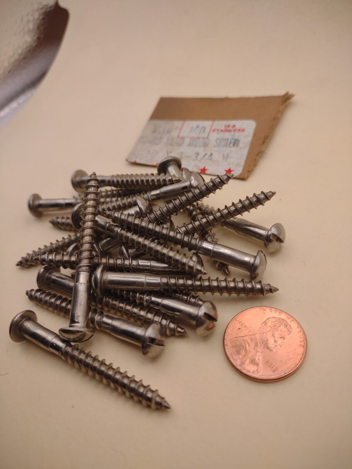 #10x 1-3/4" 18-8 Stainless Round Head Slotted Marine Wood Screws 20 pack SSWS52