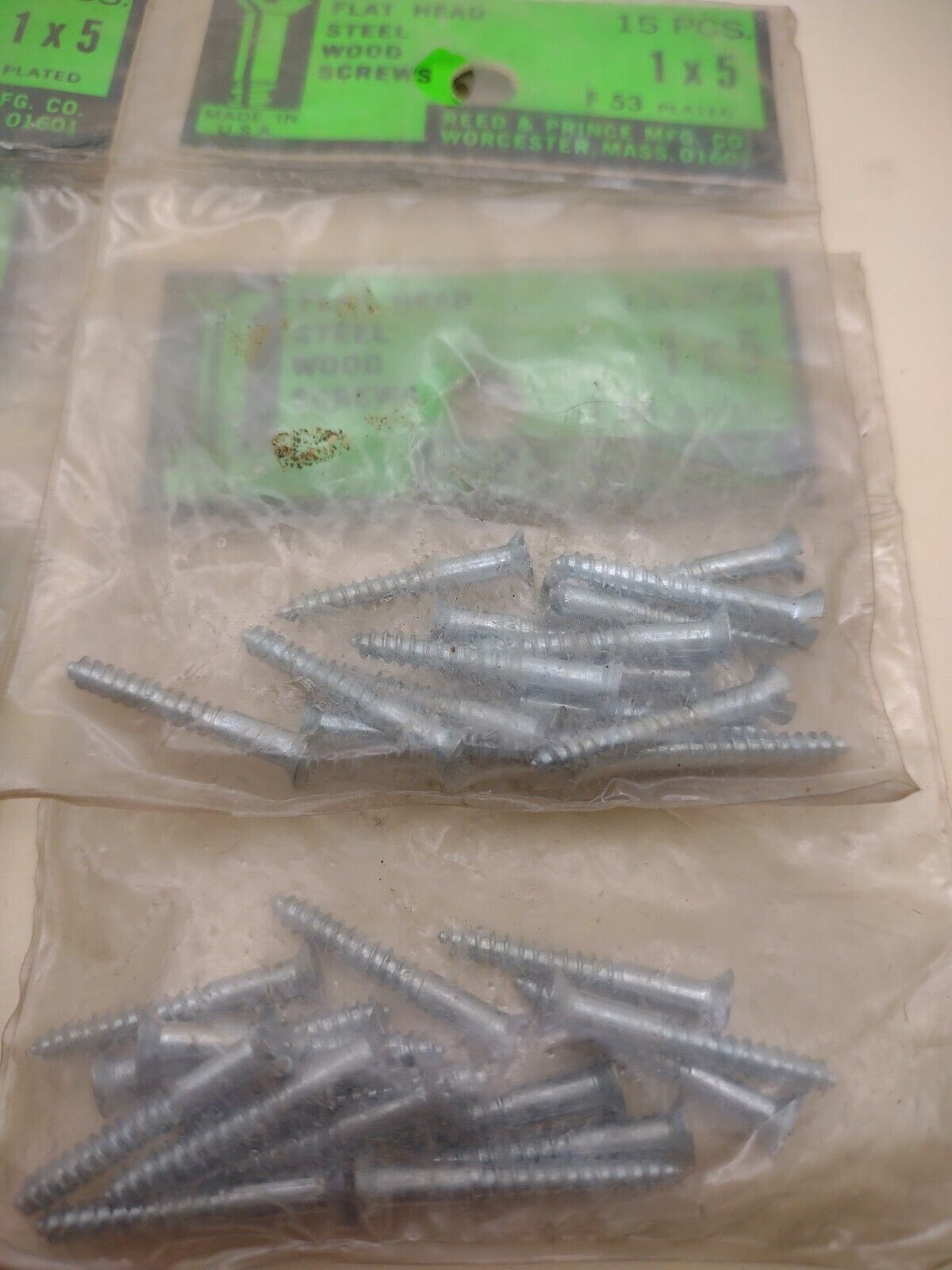#5 x 1" Slotted Flat Head Reed & Prince Wood Screws (60pcs) NOS Lot RP011