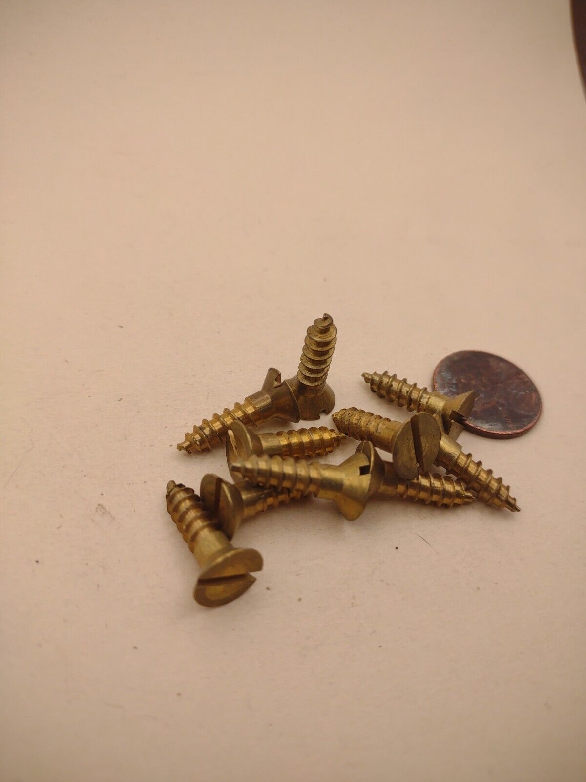 #10 x 3/4" NOS Flat Head Slotted Brass Wood Screws Pack of (10) BOX0253P