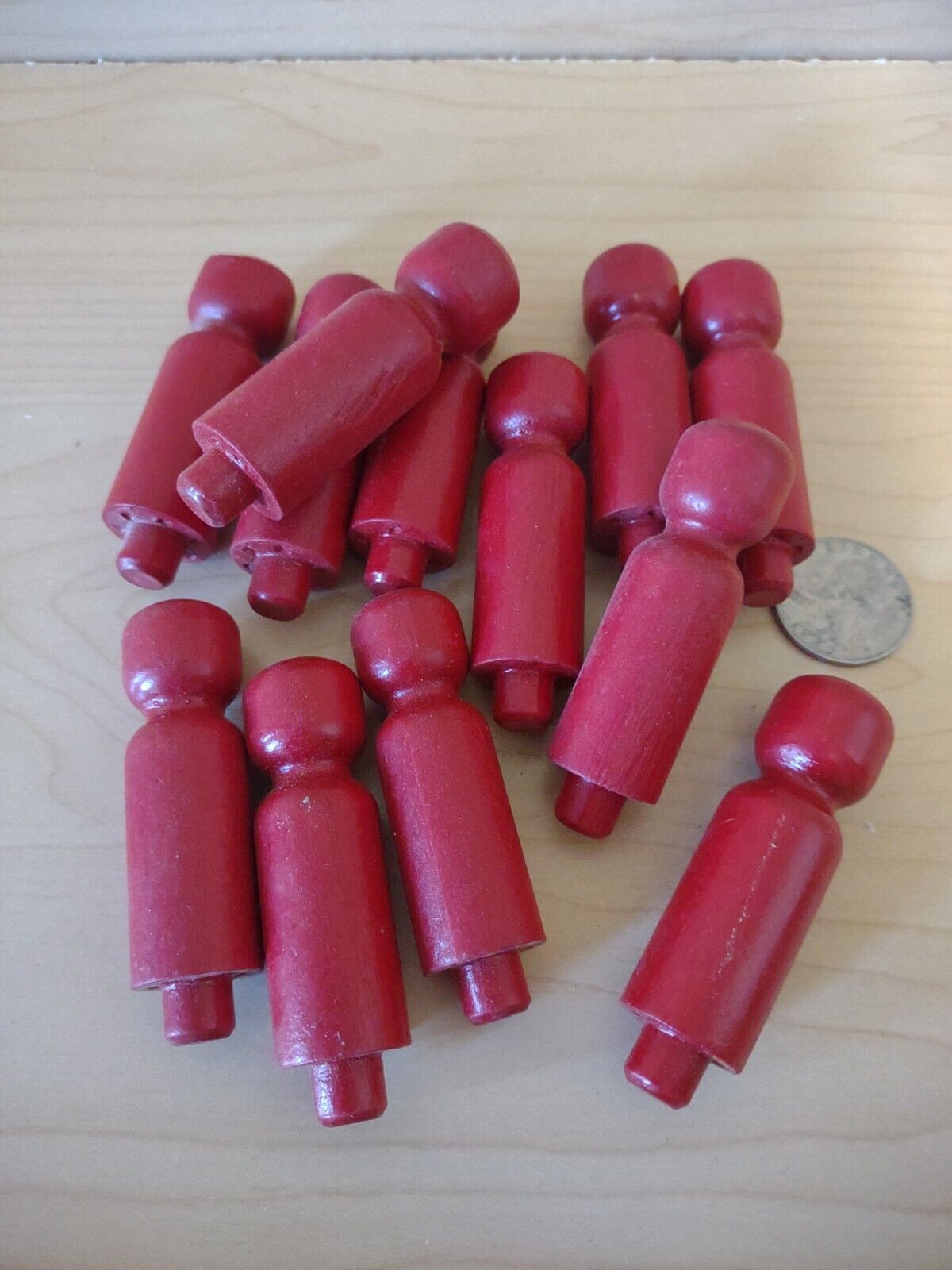 2-1/4" RED Wooden Toy Doll People or Coat Peg 12pc Packs Lot #TP06