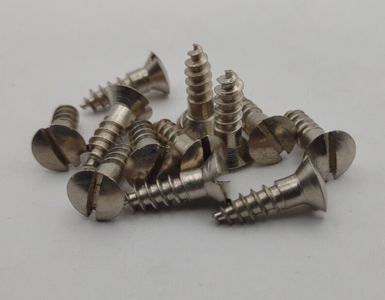 #10 x 5/8" Chrome Brass Oval Head Slotted Marine Wood Screws (12) pack CBWS36