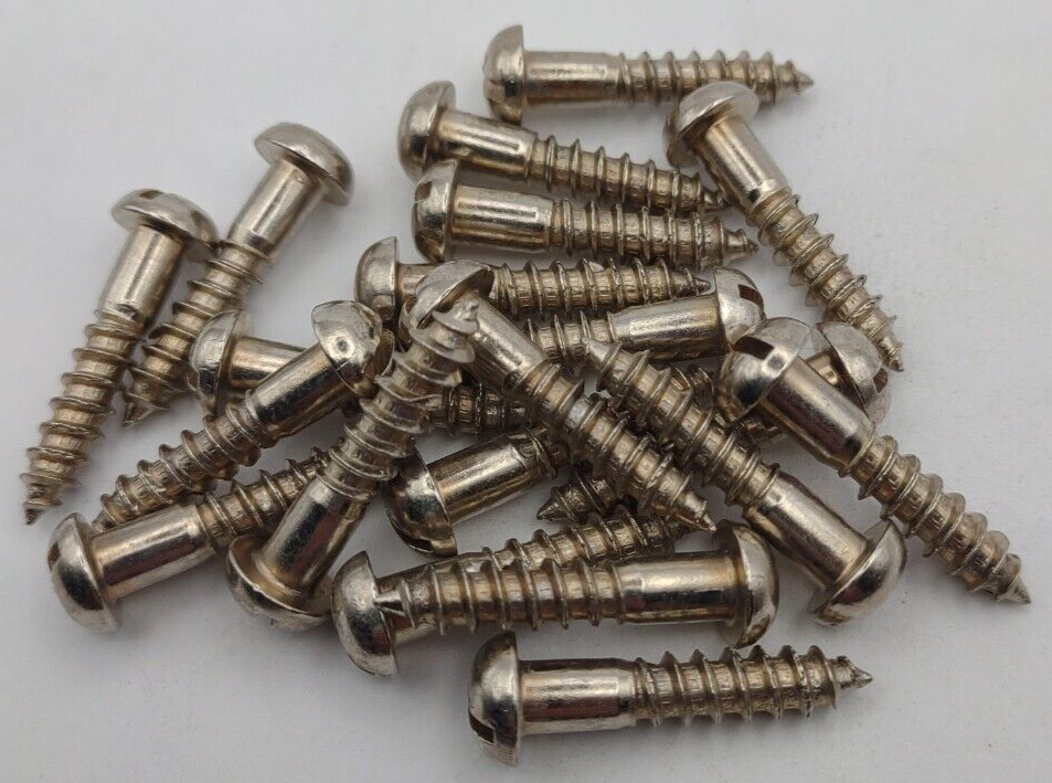 #10 x 1" Chrome Brass Round Head Slotted Marine Wood Screws (20) pack CBWS63