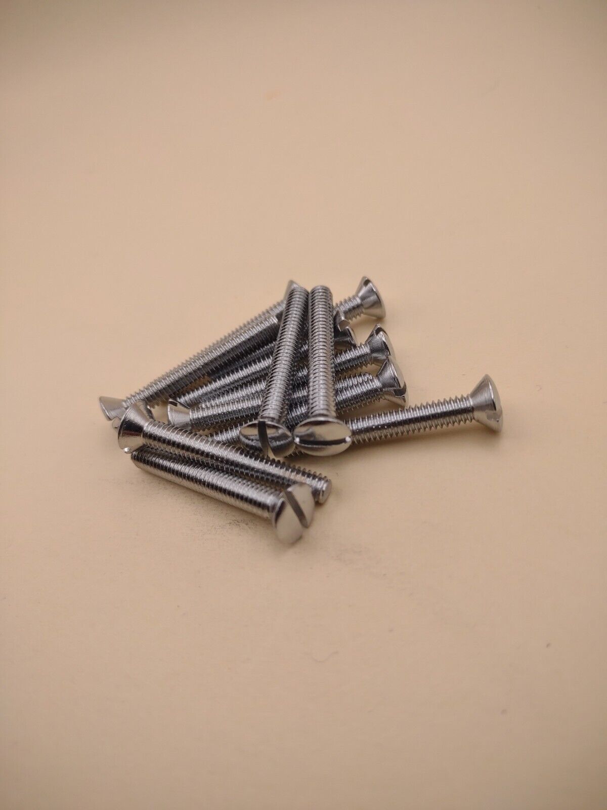 8-32 x 1-1/4" Oval Head Slotted Chrome Brass Machine Screws (12 pack) NOS CBMS20