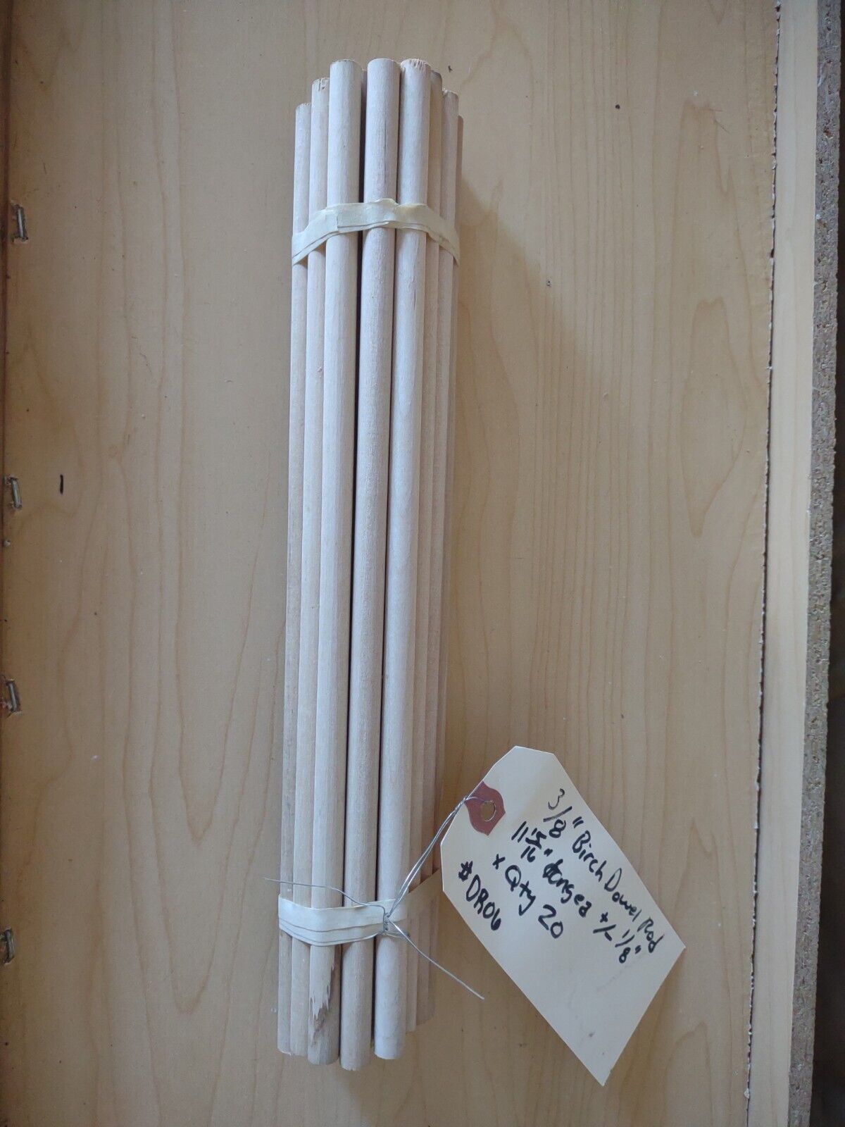 3/8" x 11-15/16" BIRCH Unfinished Wood Dowel Rods 20pc Packs Lot #DR06