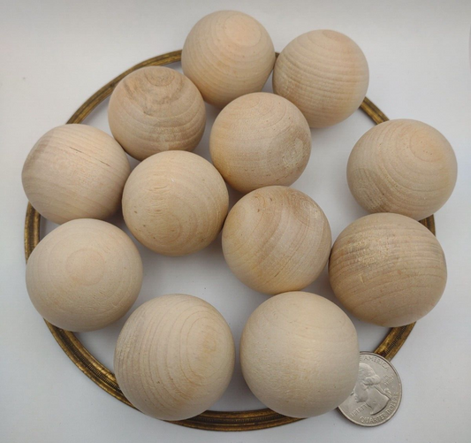 1-1/2" Dia. Unfinished Wood Round Ball Spheres 12pc Packs Lot #WS09