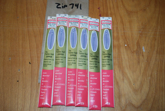 N.O.S. J&P Coats 18" Metal Zipper 91 Lilac - (Lot of 6 packs) - zip741
