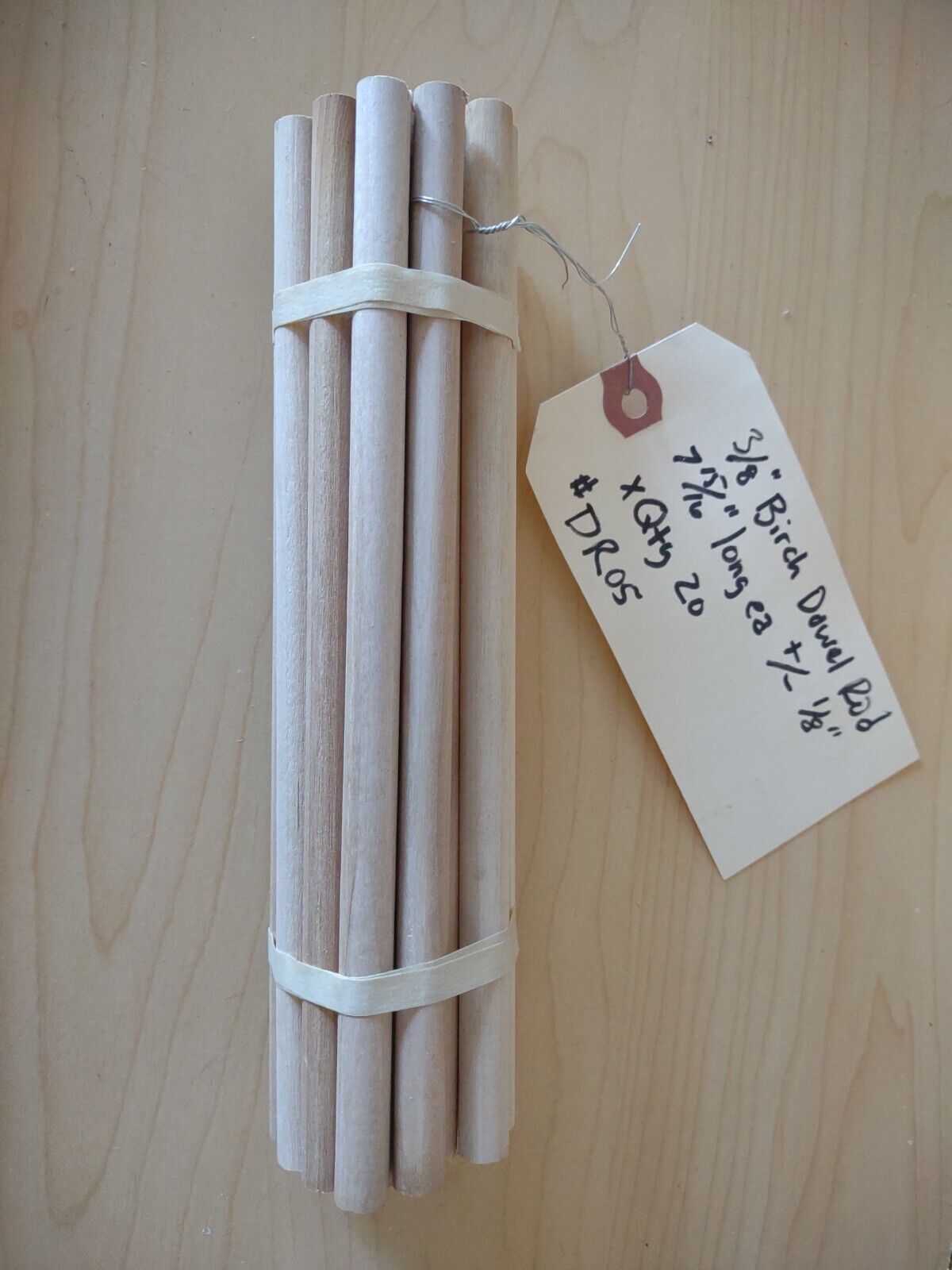 3/8" x 7-15/16" BIRCH Unfinished Wood Dowel Rods 20pc Packs Lot #DR05