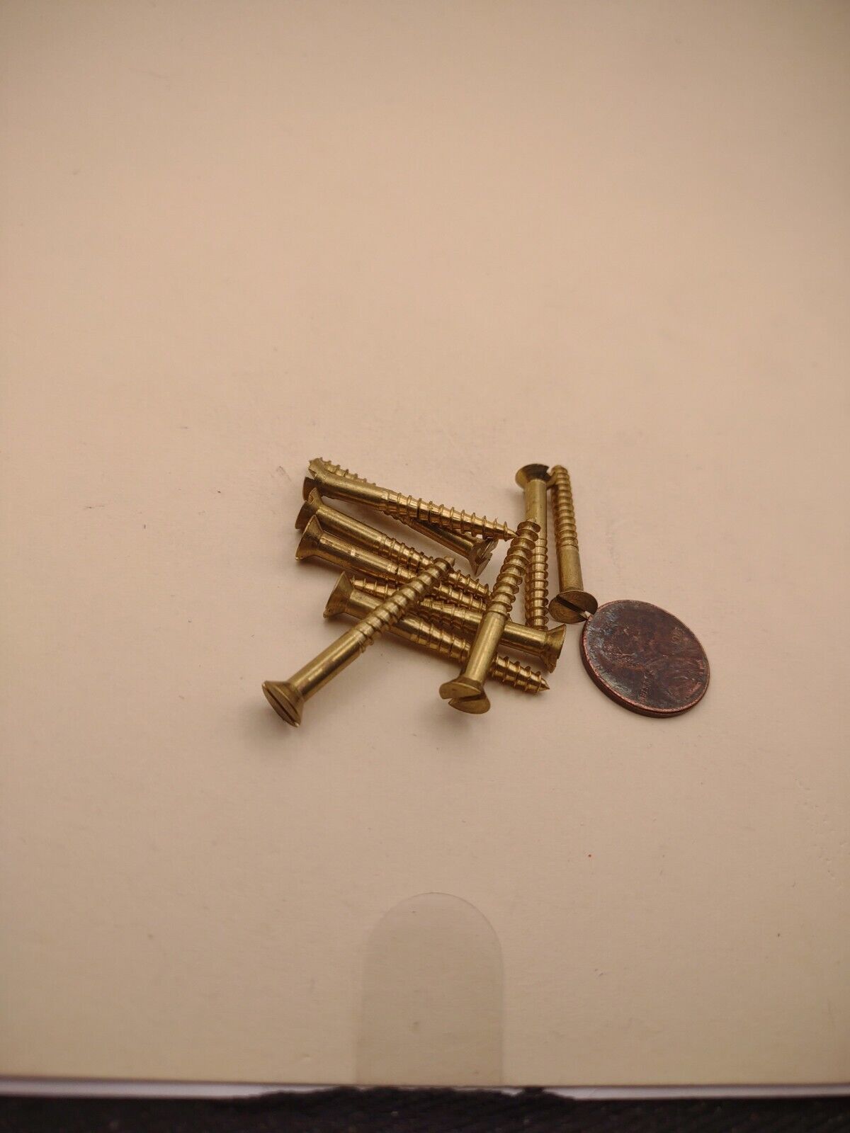 #6 x 1-1/4" NOS Flat Head Slotted Brass Wood Screws Pack of (10) BOX0243P