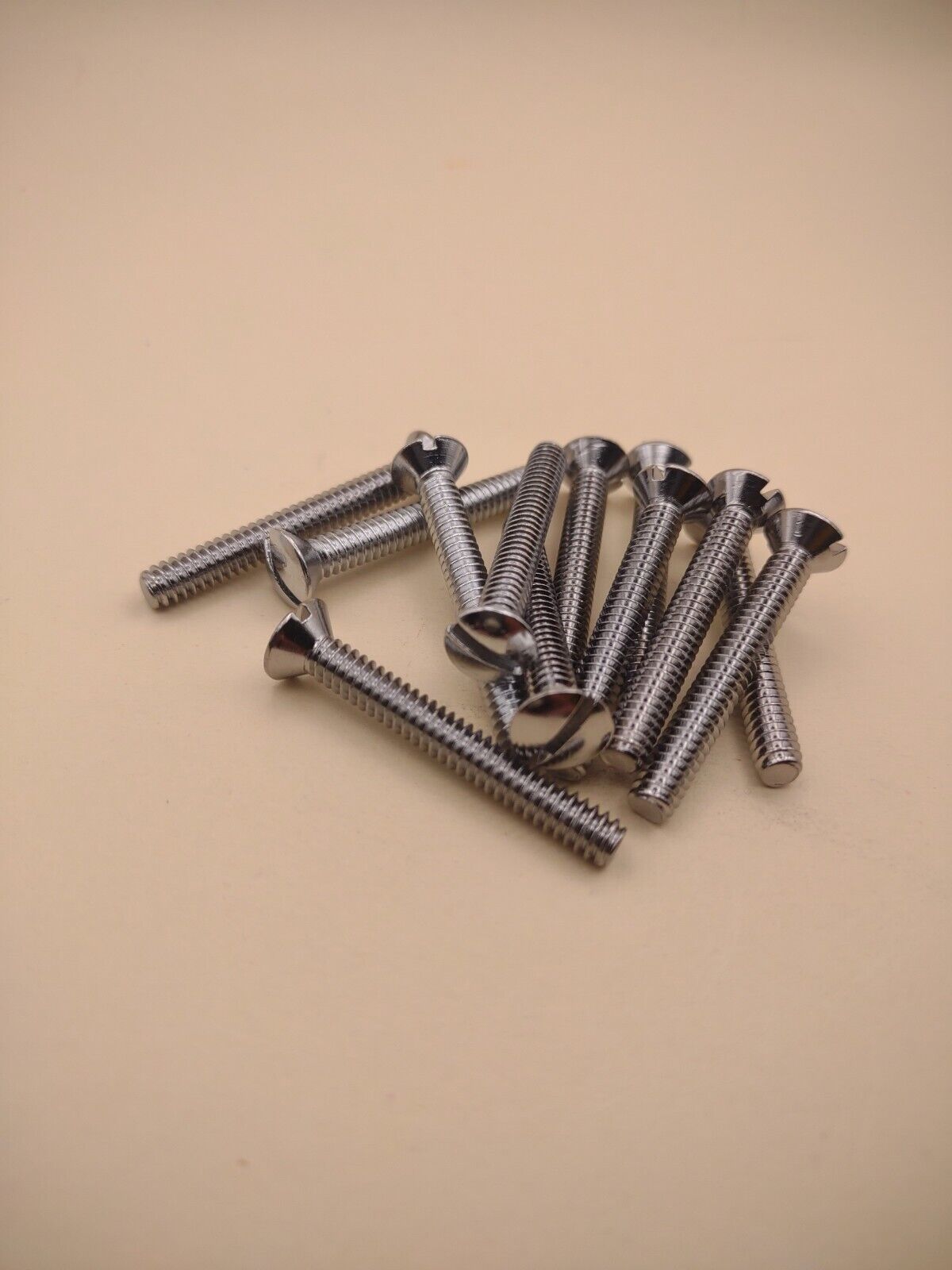 10-24 x 1-1/2" Oval Head Slotted Chrome Brass Machine Screws (12 pack NOS CBMS33