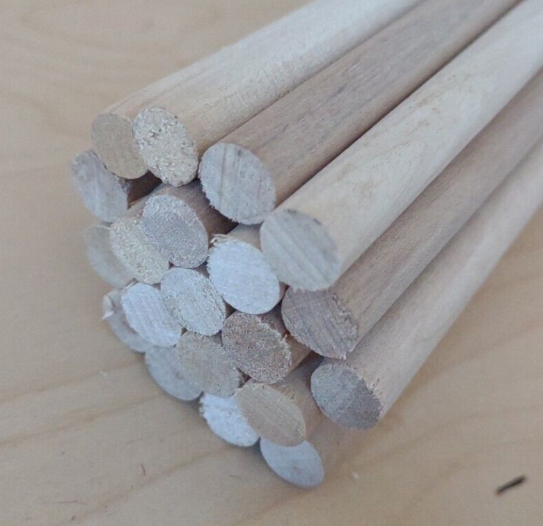 3/8" x 17-7/8" +/- 1/4" BIRCH Unfinished Wood Dowel Rods 20pc Packs Lot #DR12