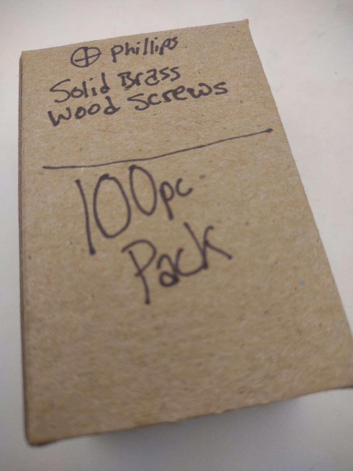 #8 x 2-1/2" Solid Brass Phillips FH Wood Screws (100) Box Pack- NOS - A008