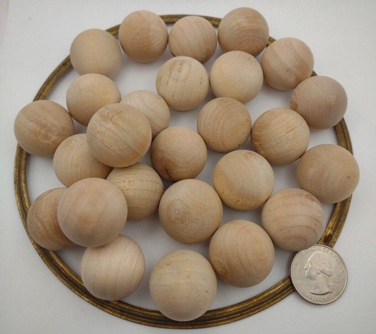1" Dia. Unfinished Wood Round Ball Spheres 25pc Packs Lot #WS01