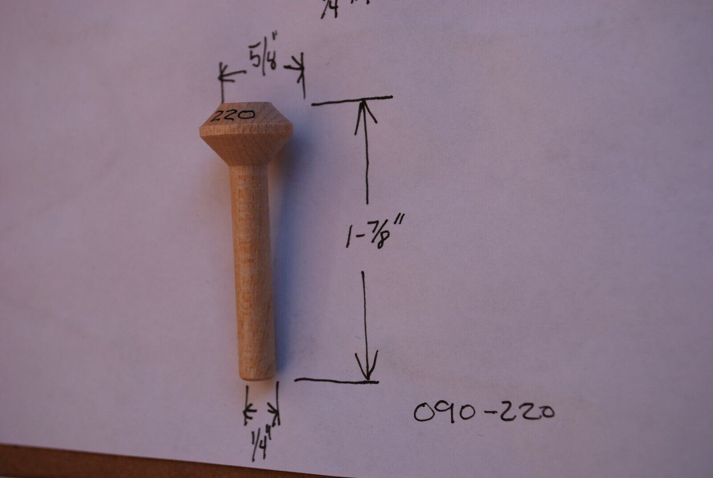 1/4" Tenon x 1-7/8" Unfinished Hardwood Toy Axel Peg 25pc Packs Lot #TA07