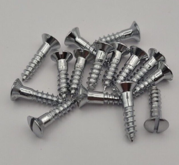 #4 x 1/2" Chrome Brass Oval Head Slotted Marine Wood Screws (15) pack CBWS02