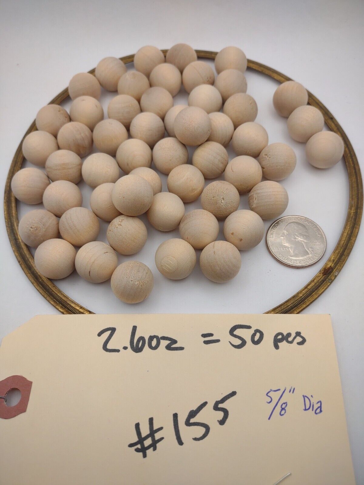5/8" Dia. Unfinished Wood Round Ball Spheres 50pc Packs Lot #WS03