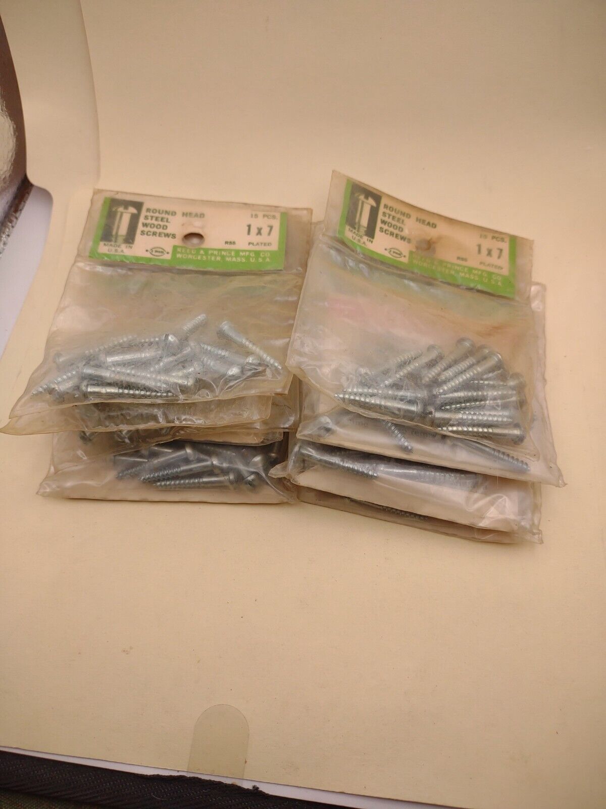 #7 x 1" Slotted Round Head Reed & Prince Wood Screws (135pcs) NOS Lot RP089