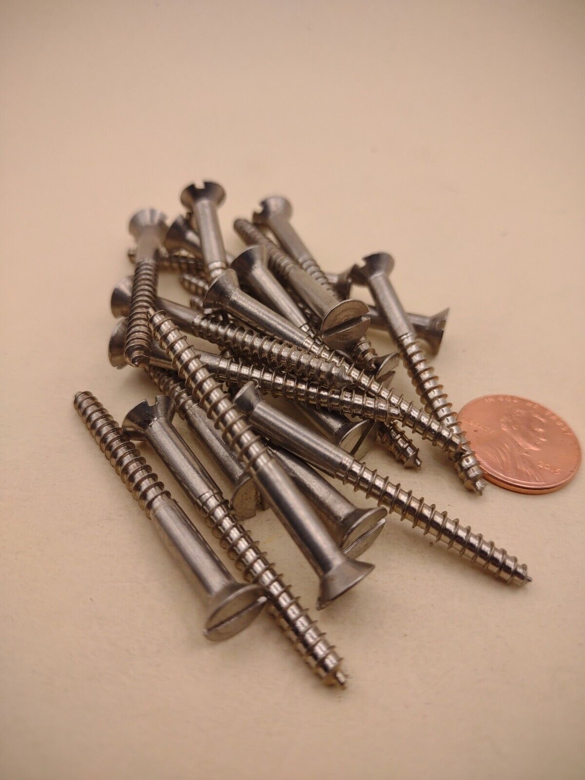 #8 x 1-3/4" 18-8 Stainless Flat Head Slotted Marine Wood Screws (20) pack SSWS12