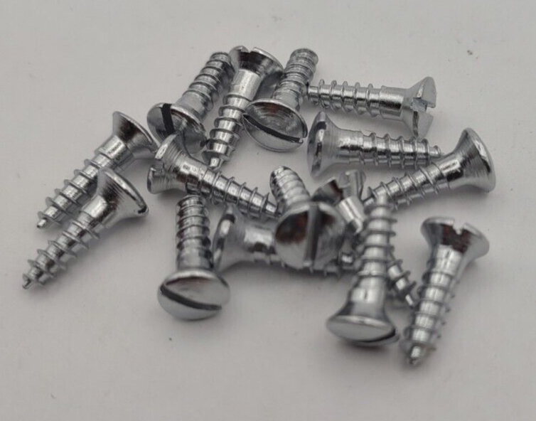 #6 x 1/2" Chrome Brass Oval Head Slotted Marine Wood Screws (15) pack CBWS18