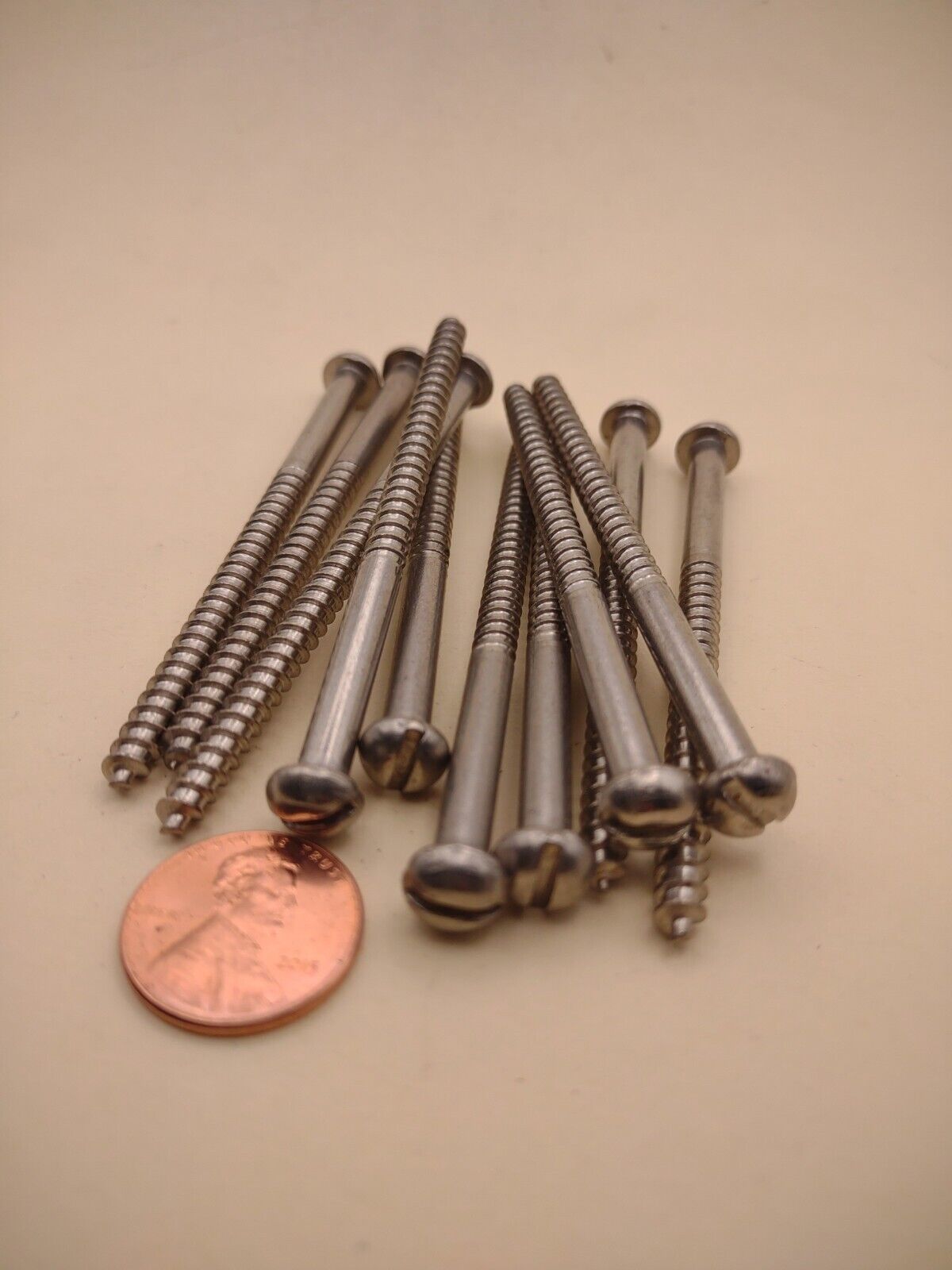 #10 x 3" 18-8 Stainless Round Head Slotted Marine Wood Screws (10) pack SSWS61
