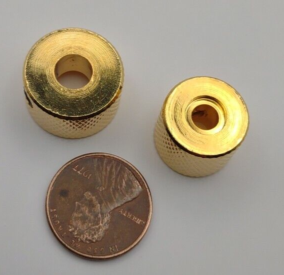 Set Dual Concentric Nested Control Knobs for Electric Guitar, Gold *Quality NOS