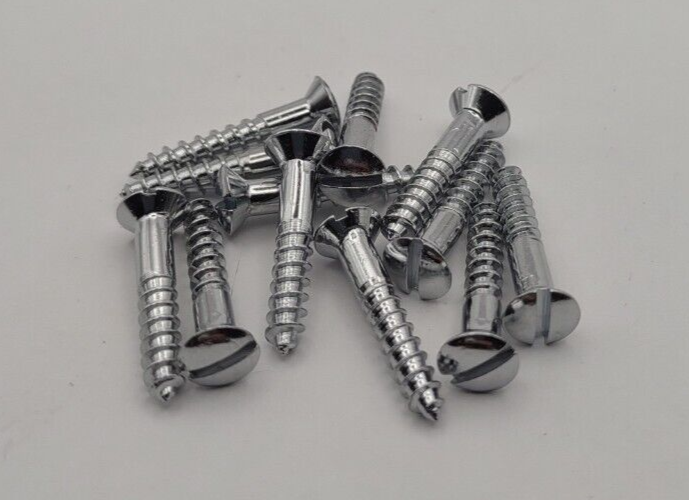 #5 x 3/4" Chrome Brass Oval Head Slotted Marine Wood Screws (12) pack CBWS10