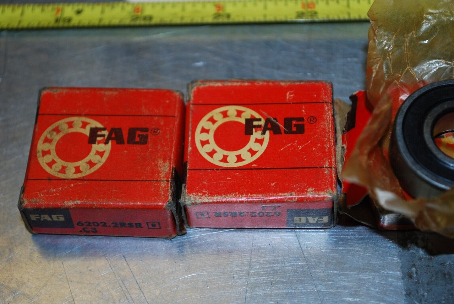 FAG 6202-2RSR Ball Bearings - Lot of Qty (3) NOS - RBL044