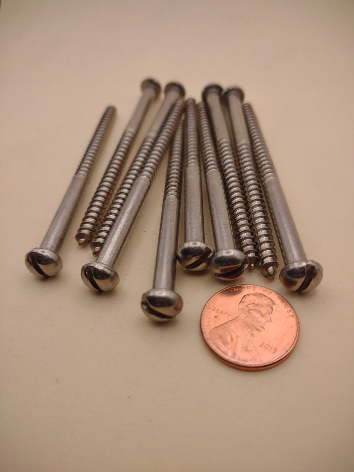 #10 x 3" 18-8 Stainless Round Head Slotted Marine Wood Screws (10) pack SSWS59