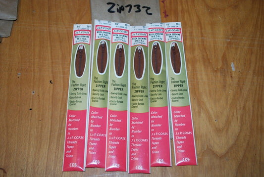 N.O.S. J&P Coats 16" Metal Zipper 48-A London Tan - (Lot of 6 packs) - zip732