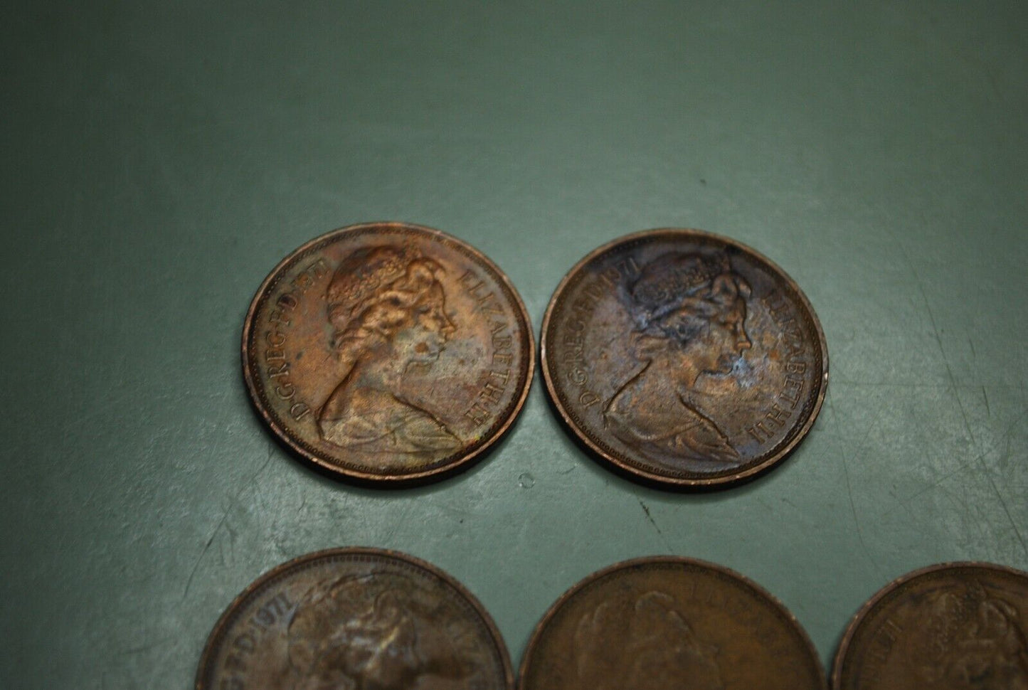 Lot of (13) 1971 British UK 2p New Pence Coins + (1) 1975