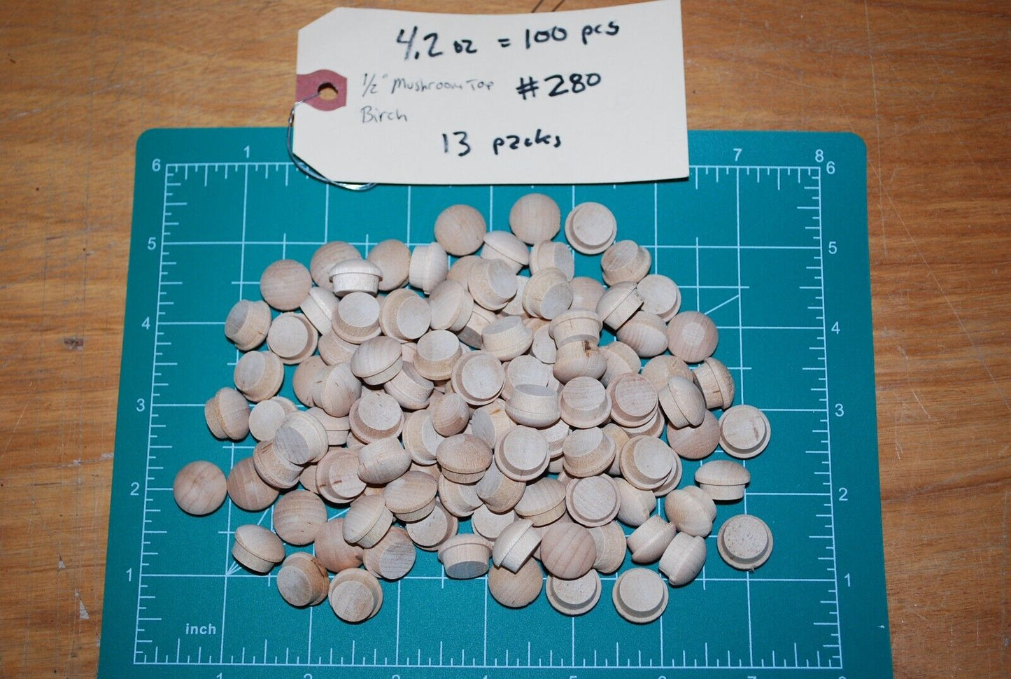 1/2" Mushroom Top Birch Wood Plugs 100pc Packs - PL19